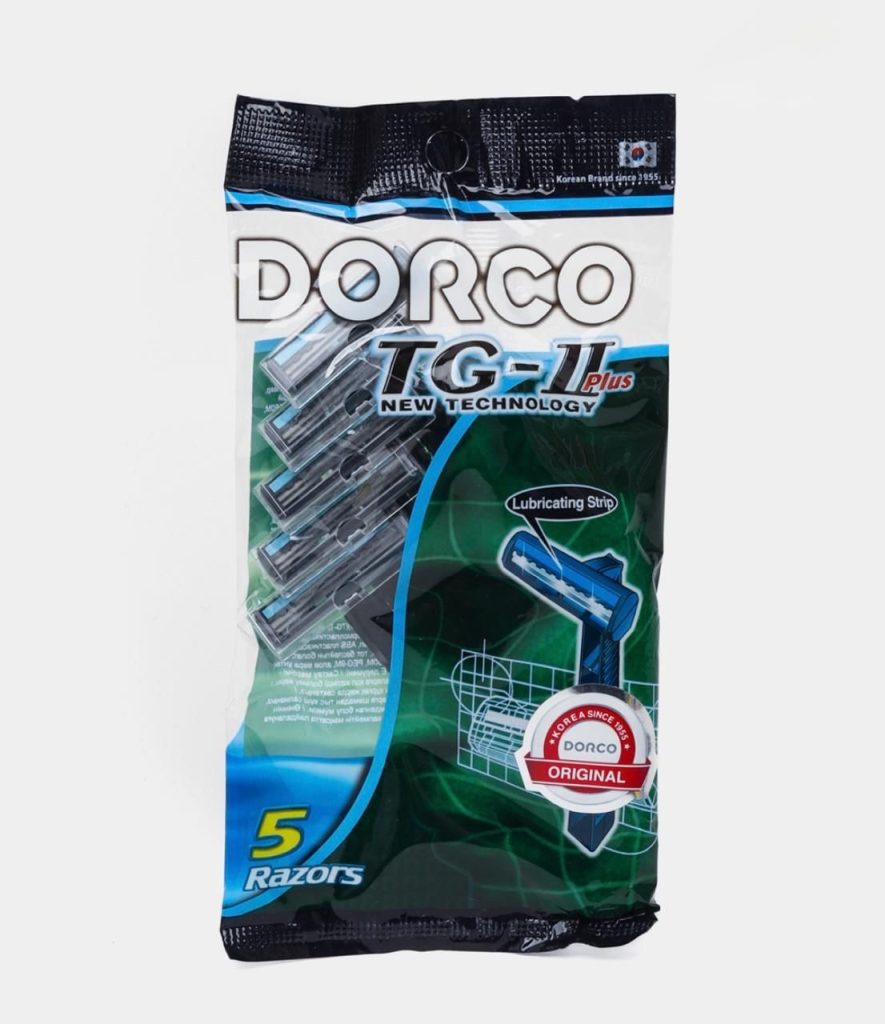 Одноразовый станок для бритья DORCO TG-II смазывающая полоска, для хорошего скольжения. Корейское качество.