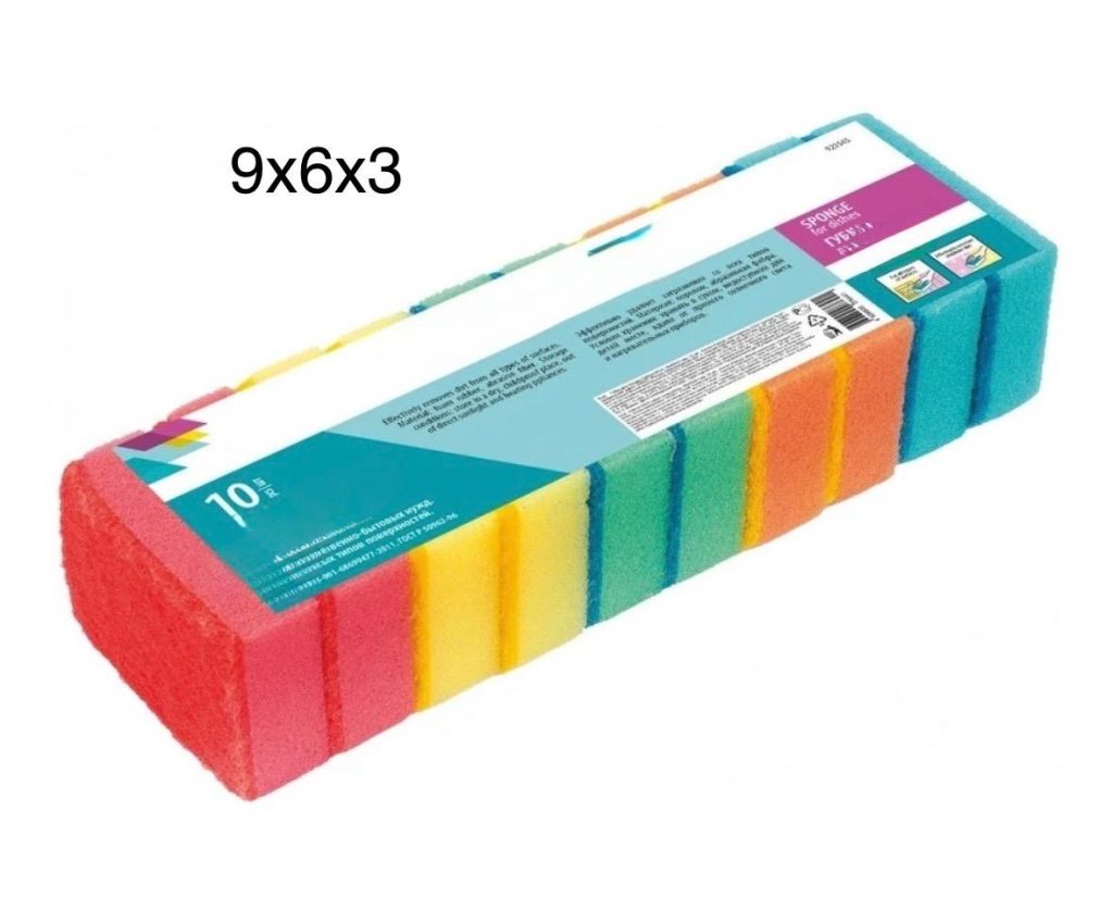 Губки для мытья посуды стандарт.  10 штук в пачке