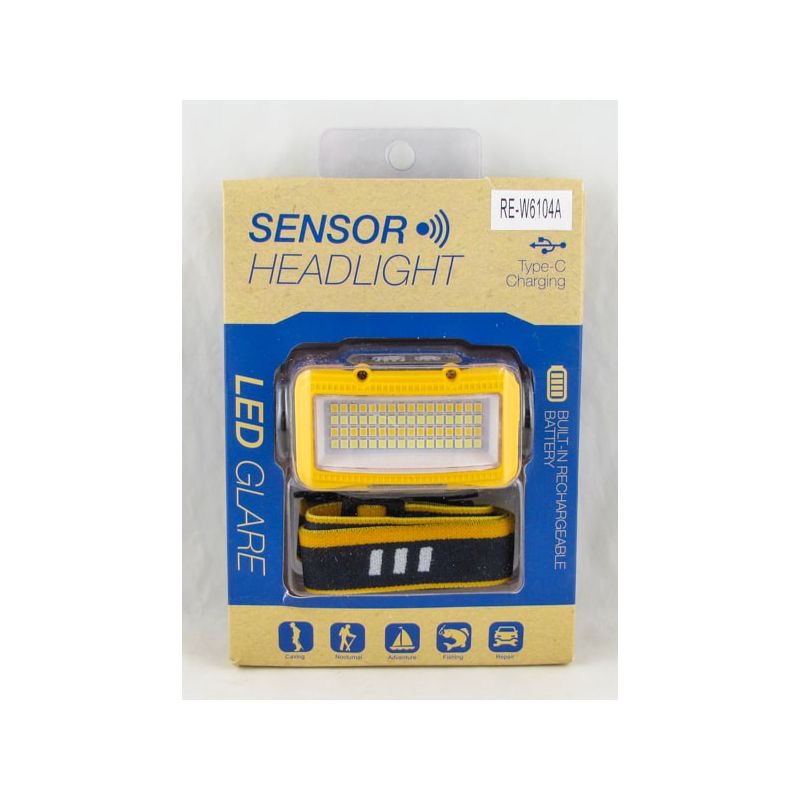 Налобный светодиодный аккумуляторный мощный фонарь RE-W6104A (32 белые лампы + 32 жёлтые лампы )6104A