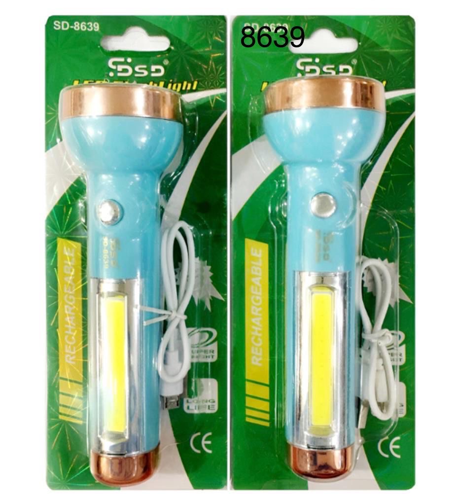 Ручной светодиодный аккумуляторный фонарь + Светильник No:8639