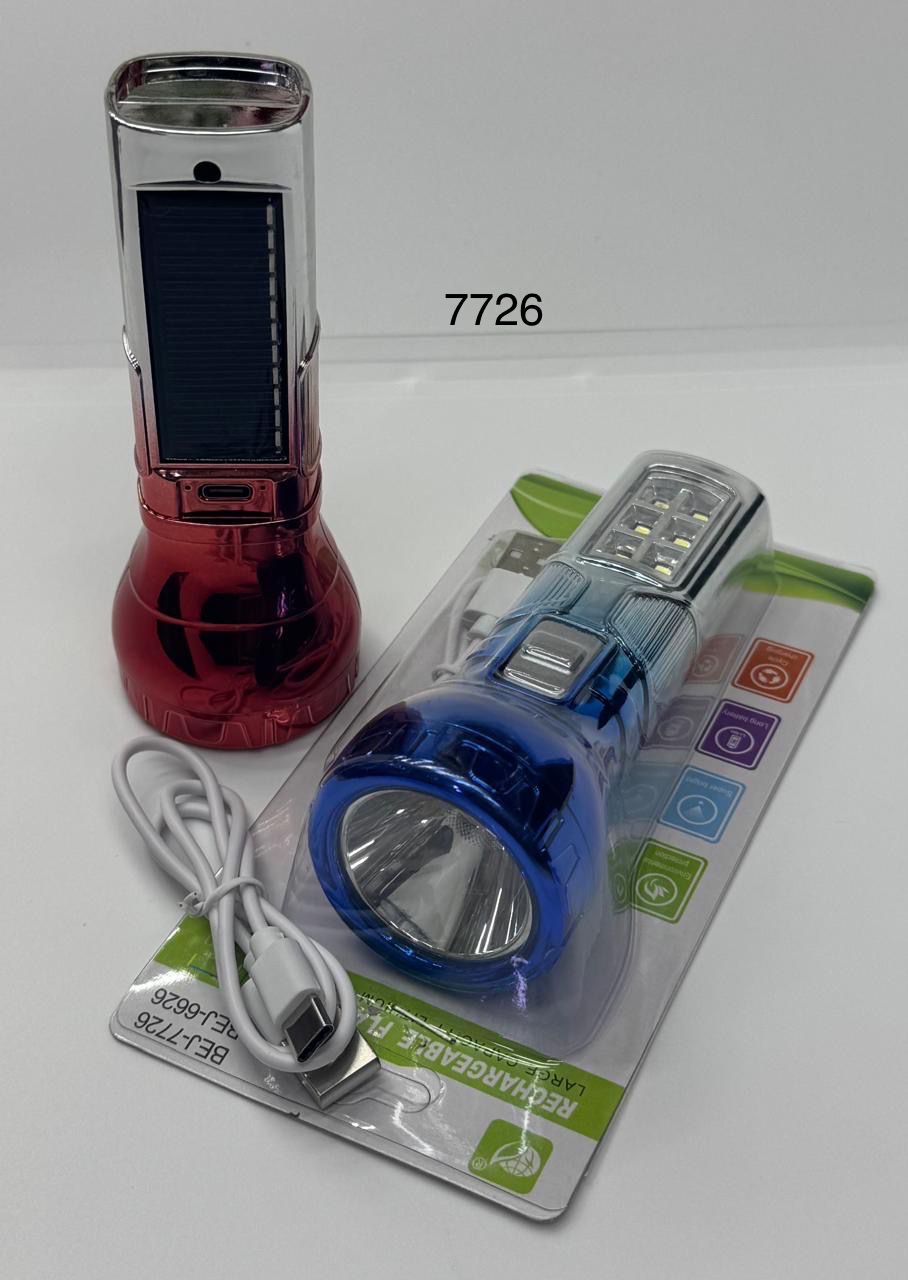 Ручной светодиодный фонарь на Солнечной панели  7726