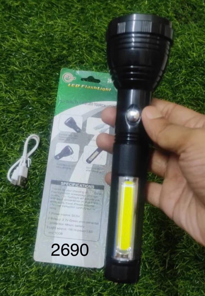 Ручной светодиодный аккумуляторный фонарь + Светильник 2690