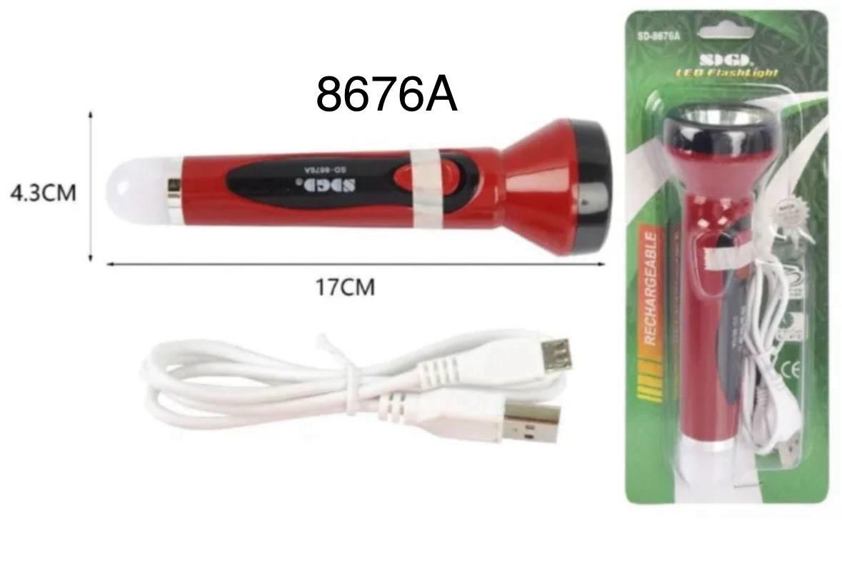 Ручной светодиодный аккумуляторный фонарь + Светильник 8676А