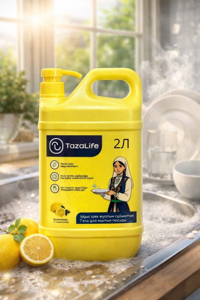 Гель для мытья посуды TazaLife с ароматом лимона.средство, специально разработанное для ручногомытья посуды