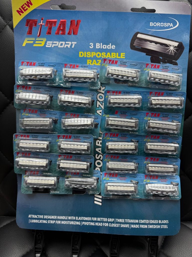 Одноразовые станки Titan F3 Sport 3 лезвия с титановым покрытием.